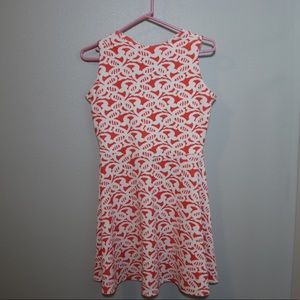 Charming Charlie coral and white skater dress